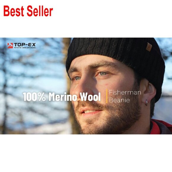 Merino Wool Fisherman Beanie Knit Skull Cap Cuffed Winter Hat Unisex main image 5